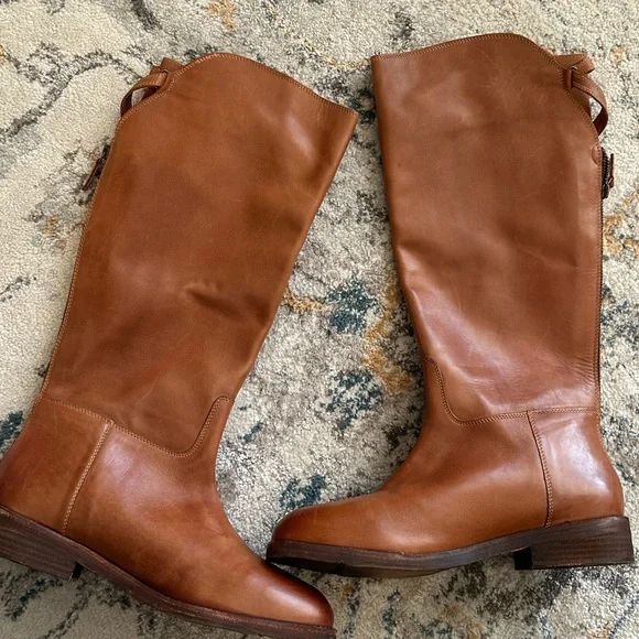 Free People Everly Equestrian Leather Knee-High Tan Boots 10 - Picture 9 of 16